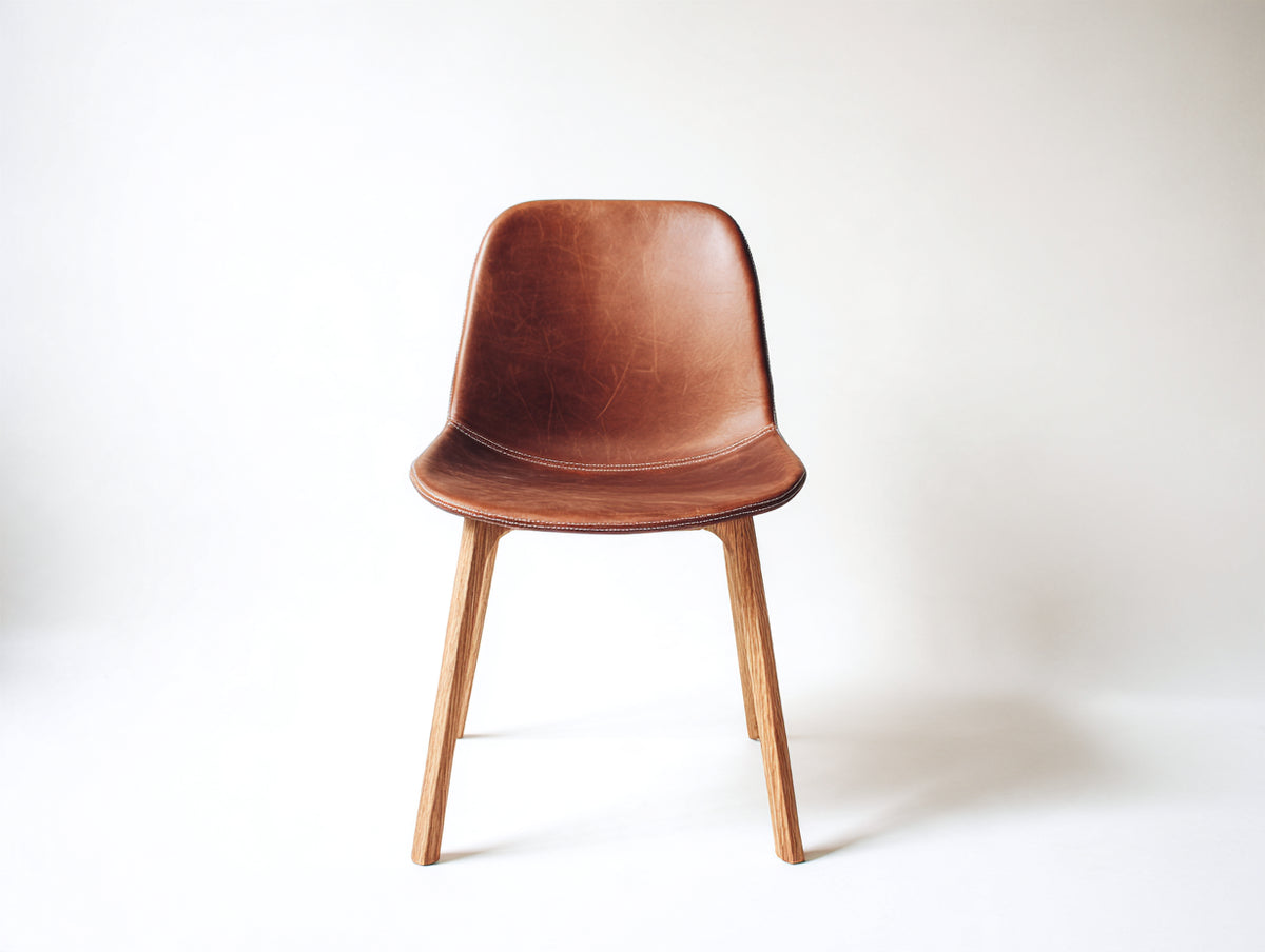 Chaise de salle à manger - similicuir - bois - 51 x 56 x 82 cm - marron-bois naturel - style vintage