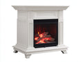 Cheminée électrique - bois-verre - 112 x 38 x 110 cm - blanc-noir - style classique sur pieds