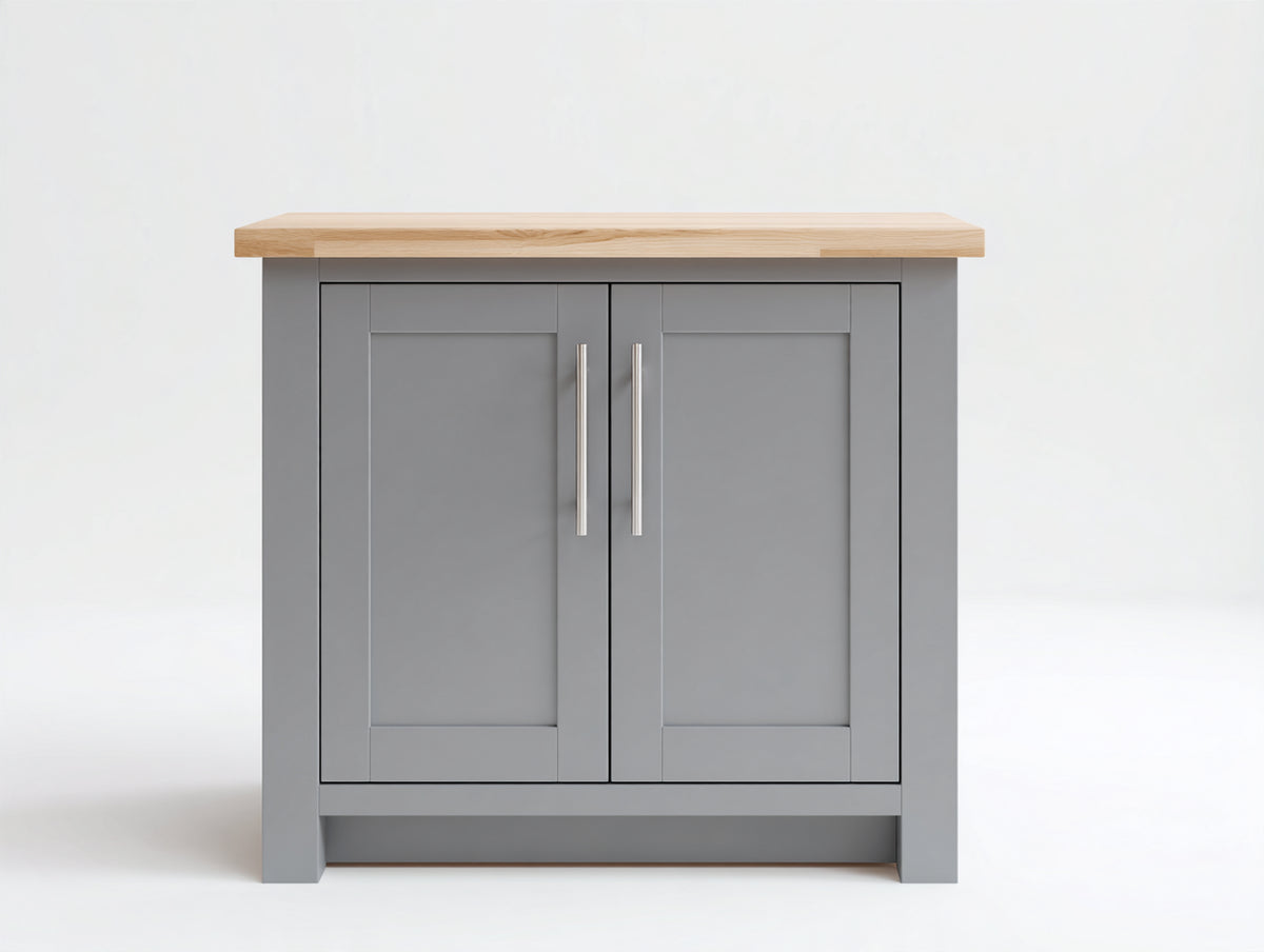 Buffet - bois - panneaux de bois - métal - 90 x 44 x 88 cm - gris clair-bois naturel - style contemporain