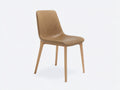 Chaise de salle à manger - similicuir - bois - 52 x 57 x 85 cm - beige camel-bois naturel - style contemporain