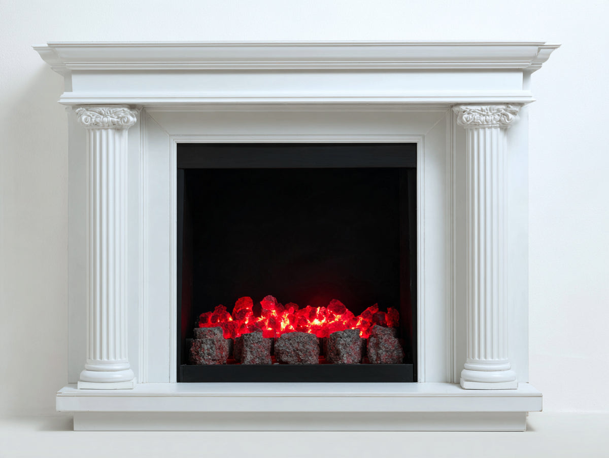 Cheminée électrique - bois - 120 x 30 x 100 cm - blanc-noir - style classique
