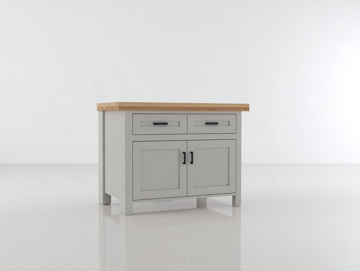 Buffet - bois - panneaux de bois - métal - 92 x 45 x 90 cm - gris clair-bois naturel - style contemporain