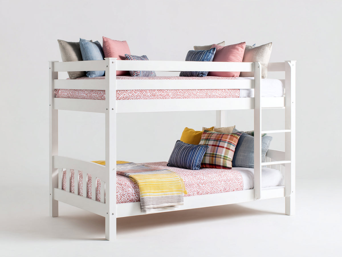 Lits superposés - bois - 205 x 105 x 170 cm - blanc - style contemporain