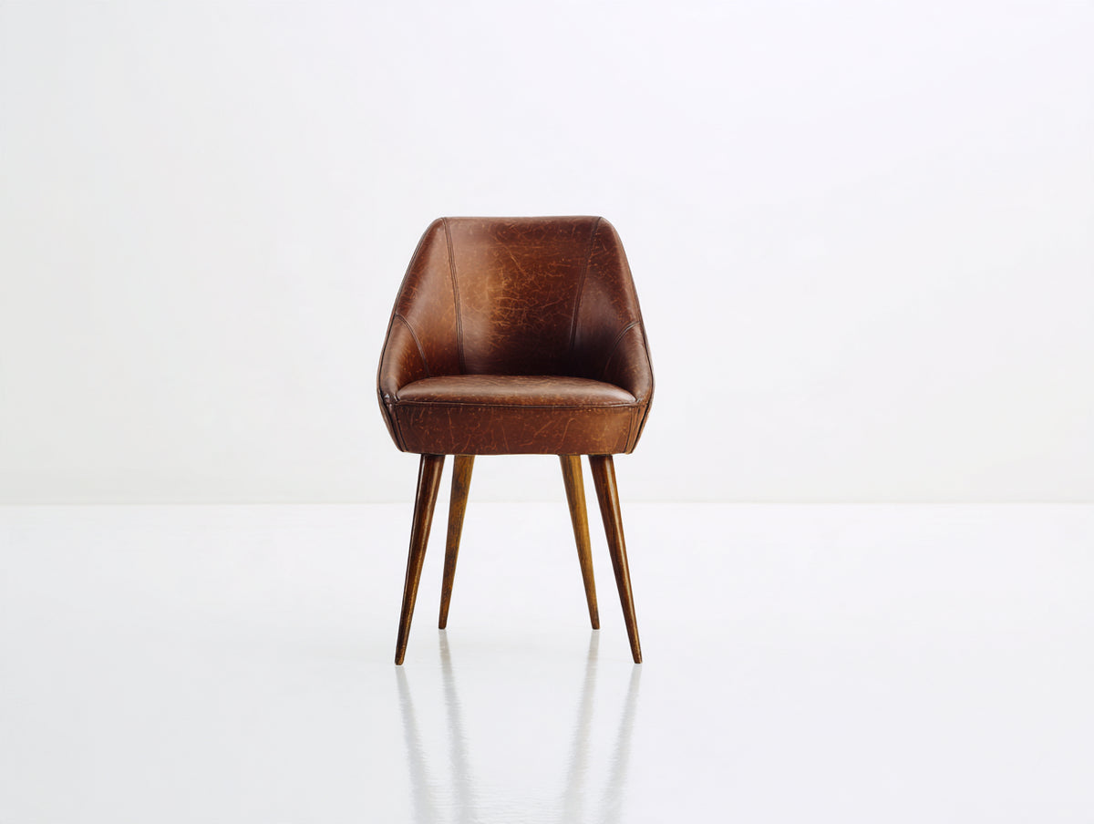 Chaise de salle à manger - similicuir - bois - 55 x 58 x 82 cm - marron-bois naturel - style vintage