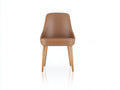 Chaise de salle à manger - similicuir - bois - 54 x 58 x 85 cm - marron-bois naturel - style moderne milieu du siècle