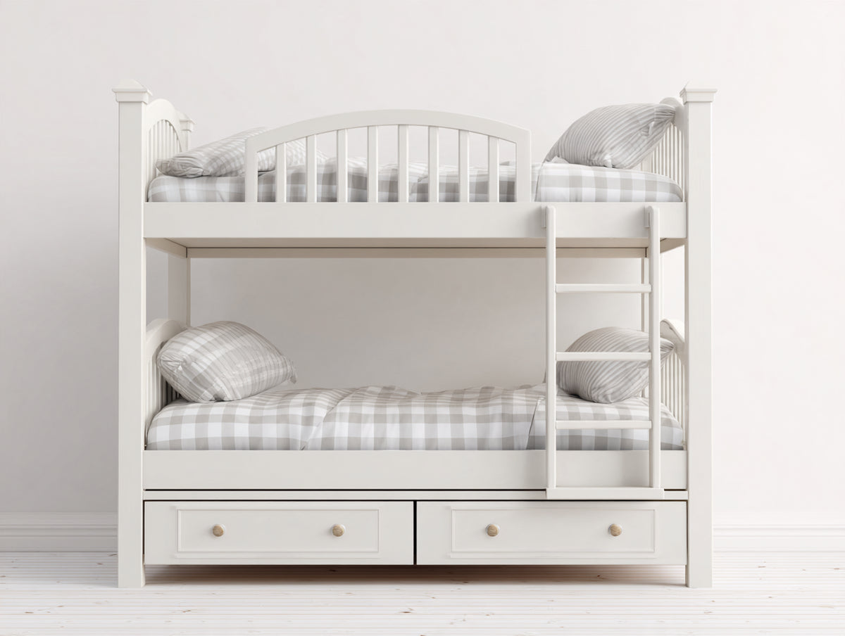 Lits superposés - bois - 205 x 105 x 185 cm - blanc - style classique