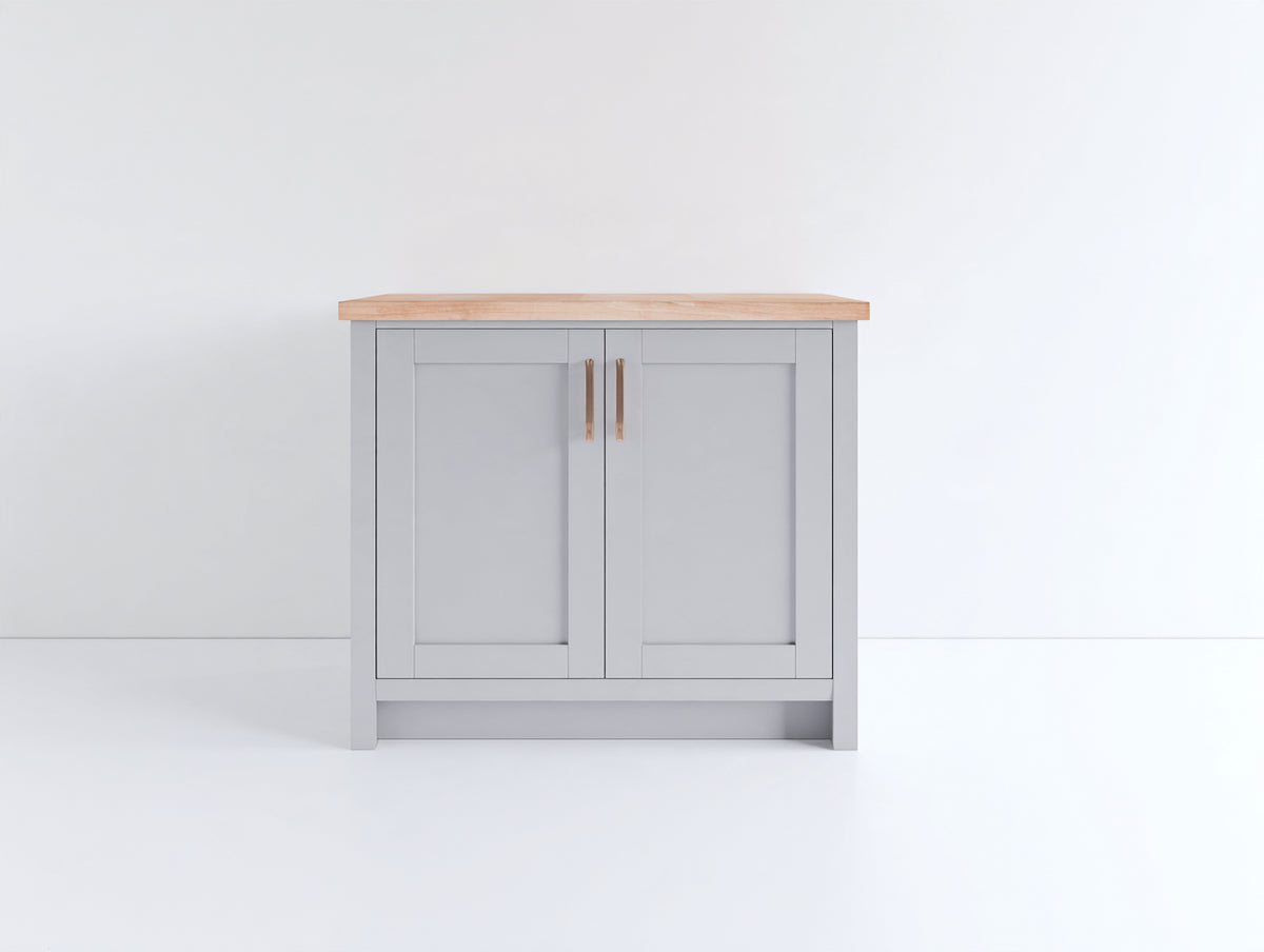 Buffet - bois - panneaux de bois - métal - 88 x 42 x 86 cm - gris clair-bois naturel - style contemporain