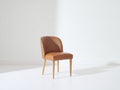 Chaise de salle à manger - similicuir - bois - 52 x 58 x 84 cm - marron-bois naturel - style contemporain