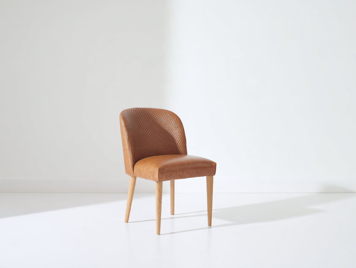 Chaise de salle à manger - similicuir - bois - 52 x 58 x 84 cm - marron-bois naturel - style contemporain