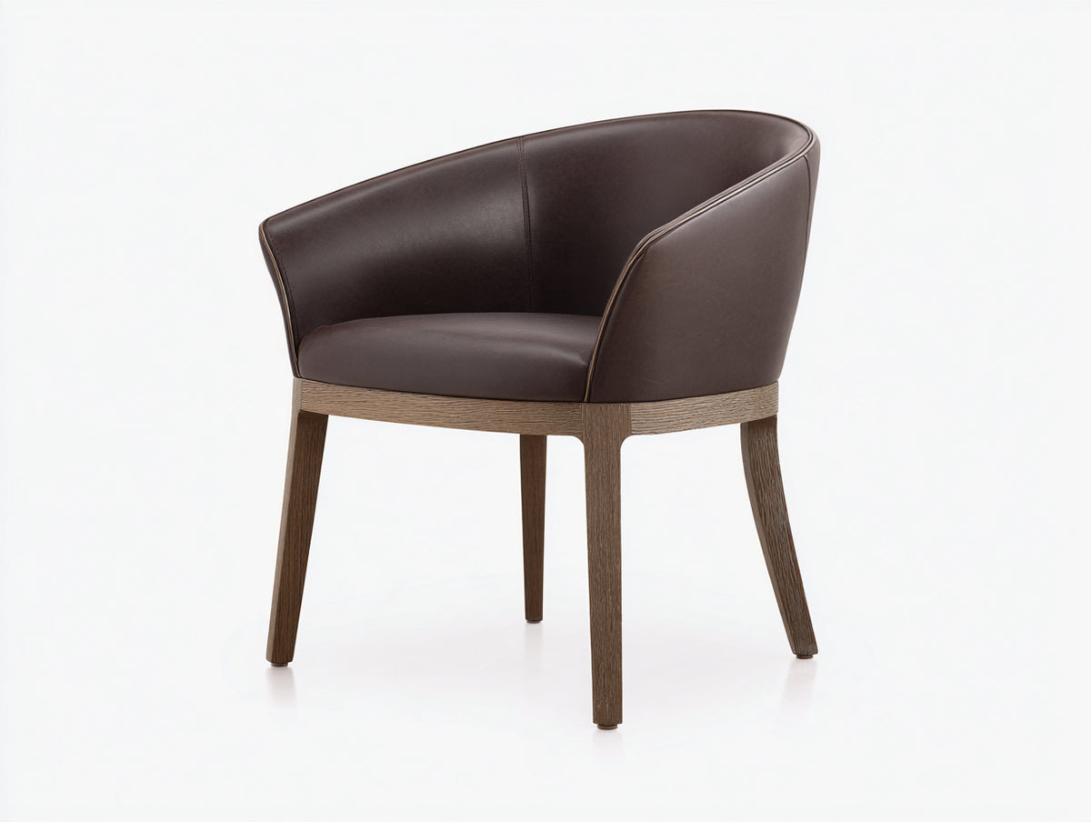 Chaise de salle à manger - similicuir - bois - 61 x 62 x 79 cm - brun foncé-bois naturel - style contemporain