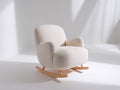 Fauteuil à bascule - tissu bouclé-bois - 78 x 84 x 88 cm - blanc cassé-bois naturel - style moderne enveloppant