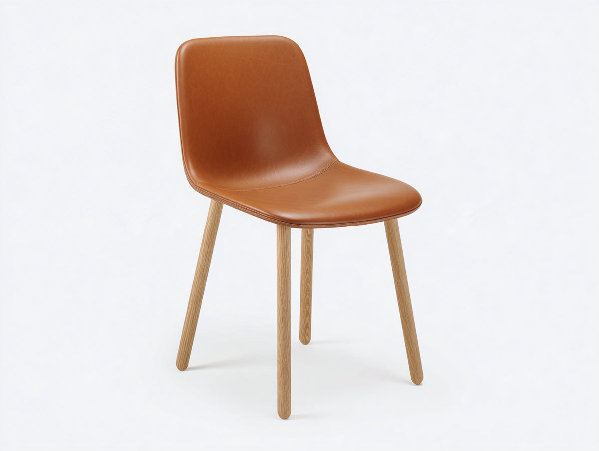 Chaise de salle à manger - similicuir - bois - 52 x 57 x 84 cm - cognac-bois naturel - style scandinave