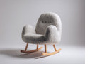 Fauteuil à bascule - tissu bouclé-bois - 76 x 82 x 90 cm - gris clair-bois naturel - style contemporain organique