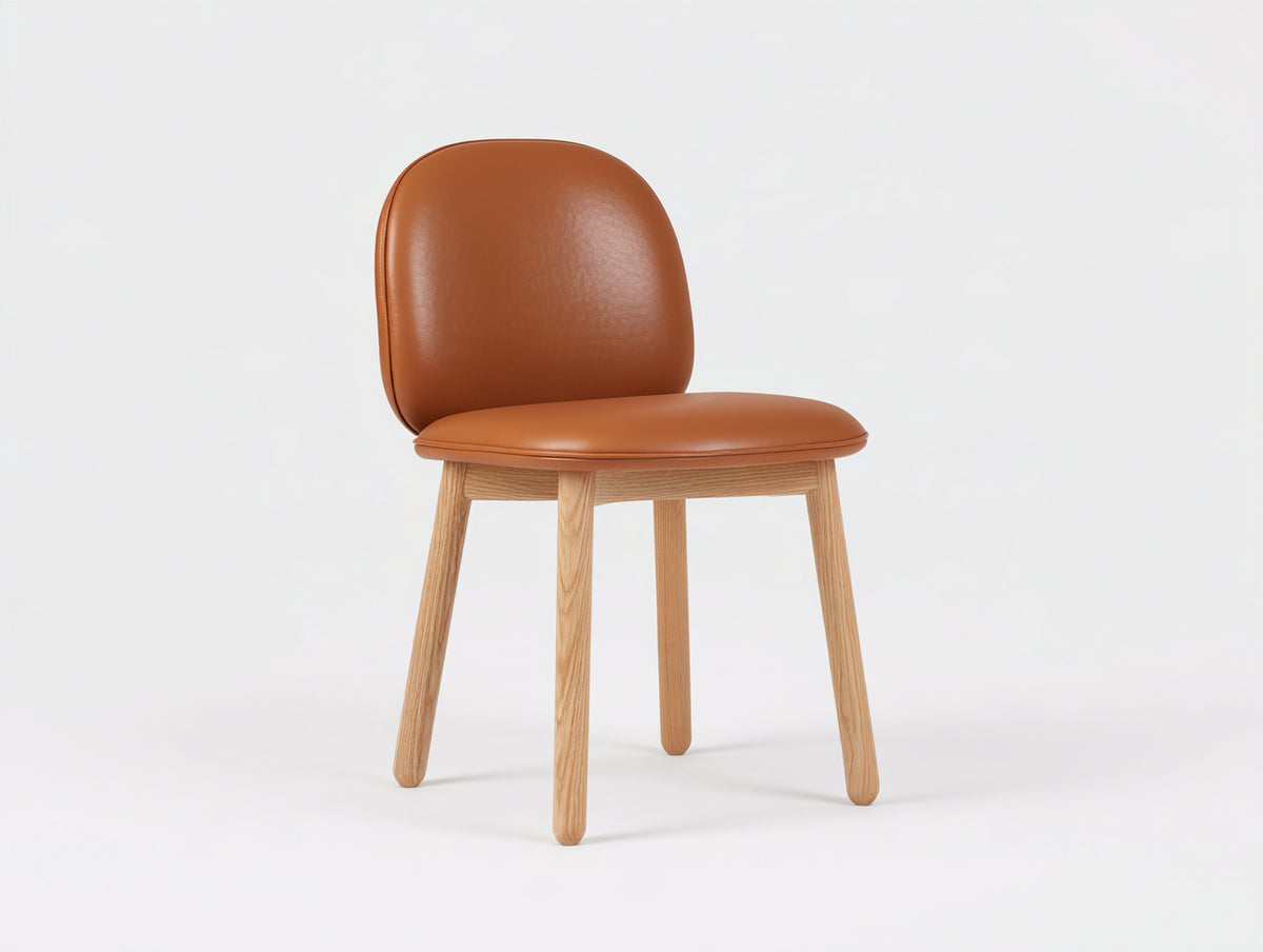 Chaise de salle à manger - similicuir - bois - 54 x 56 x 81 cm - cognac-bois naturel - style scandinave