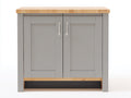 Buffet - bois-panneaux de bois-métal - 100 x 45 x 90 cm - gris-bois naturel - style contemporain