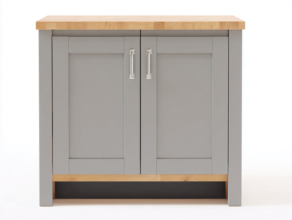 Buffet - bois-panneaux de bois-métal - 100 x 45 x 90 cm - gris-bois naturel - style contemporain